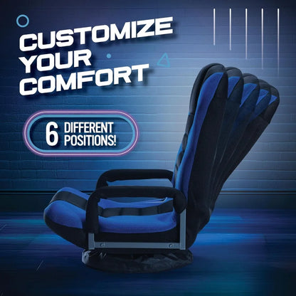Swivel Floor Gaming Chair - Video Lounger Enjoy 6 Different Positions, Adjustable Backrest, Removable Arm Rests, Folds to Store