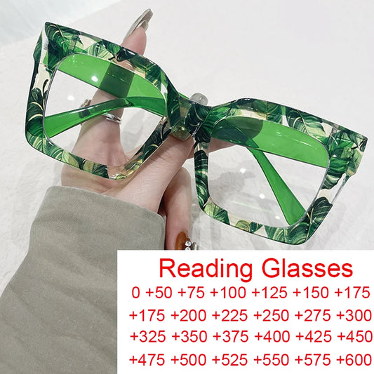 Fashion Colorful Stripe Oversize Reading Glasses Women Men Brand Square Anti Blue Light  Magnifing Glasses Presbyopia Eyeglasses