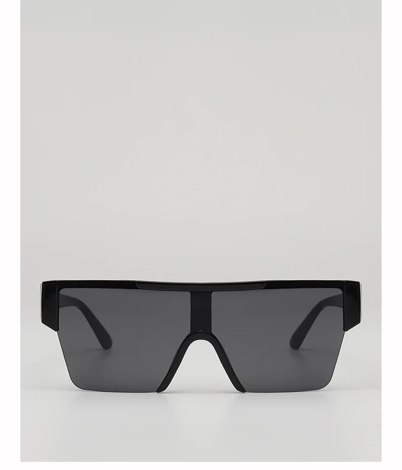 Retro Big Square Frame Women Men Sunglasses Fashion One Piece Black Silver Lens Shades UV400 Trending Sun Glasses Eyewear 2026