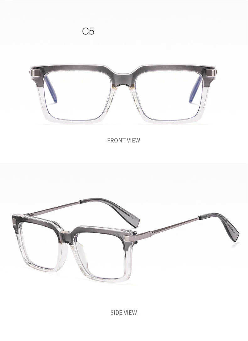 TR90 Men's Square Glasses Metal Frame Anti Blue Light Oversized Reading Glasses New Double Colors Women's Presbyopic Glasses