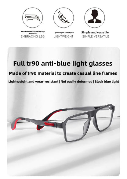 BLMUSA Retro Large Frame Ultralight TR Non-Slip Sports Myopia Glasses Anti Blue Light Prescription Reading Driving Sunglasses