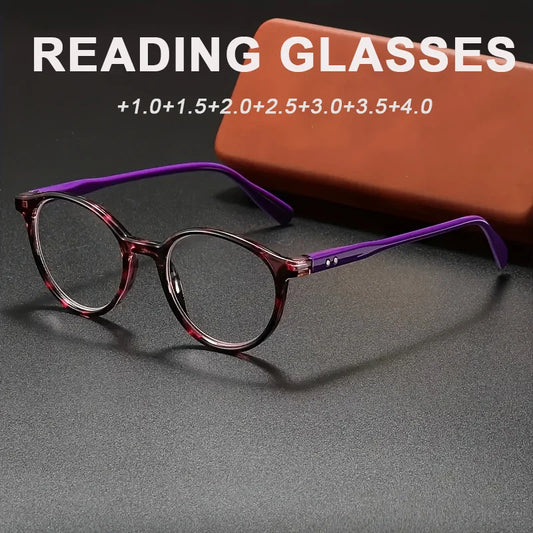 1-piece purple unisex stylish retro reading glasses, suitable for computer reading and places where magnification is needed