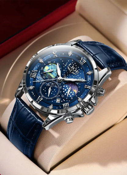 LIGE 2024 Top Luxury Brand Men Genuine Leather Sports Watches Men's Army Military Watch Male Date Quartz Clock Relogio Masculino
