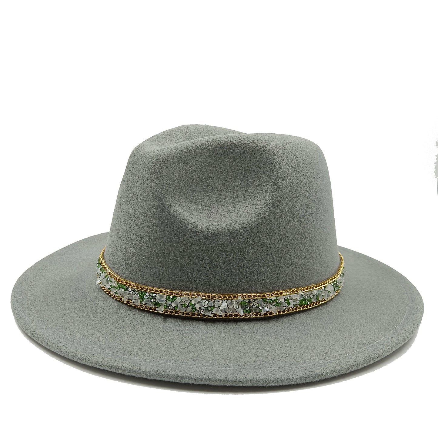 women fedoras golden chain fedora hat women men wide brim solid color jazz top hat autumn winter new Panama hat gentleman hat