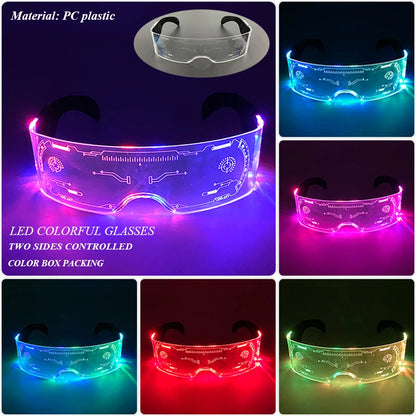 Christmas party glasses LED Light up cyberpunk Glasses glowing cool Goggles for man women Futuristic cosplay bar party props