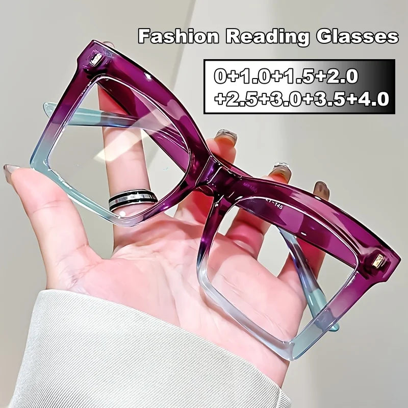 2025 New Style Reading Glasses for Women Fashion Men Oversized Square Prescription Glasses Large Frame Anti-blue Presbyopia