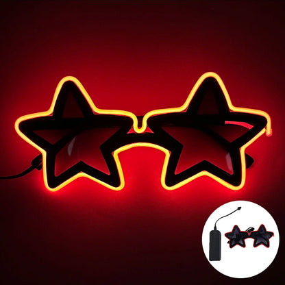 Cool glowing star shape glasses Led Light Up Star Glasses Glow In The Dark glasses for nightclub Birthday wedding party supplies