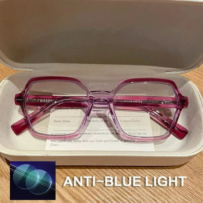 EYORA Fashion Polygon Prescription Reading Glasses Women Myopia Eyewear Hyperopia Anti Blue Light Progressive Optical Eyeglasses