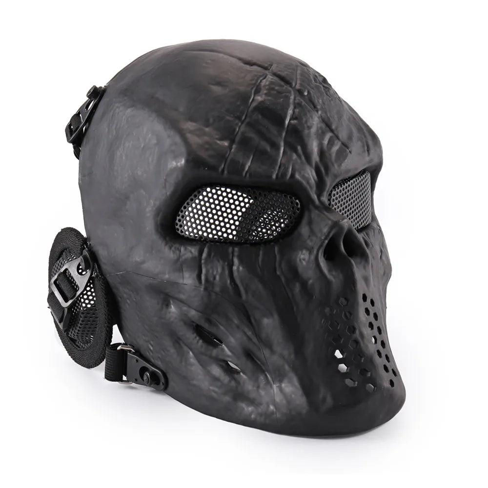 REikirc Full Face Airsoft Tactical Skull Mask with Ear Protection CS Halloween Cosplay Masks
