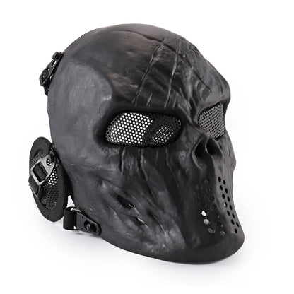 REikirc Full Face Airsoft Tactical Skull Mask with Ear Protection CS Halloween Cosplay Masks