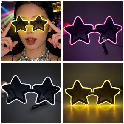 Cool glowing star shape glasses Led Light Up Star Glasses Glow In The Dark glasses for nightclub Birthday wedding party supplies