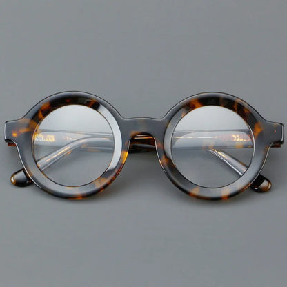 Vintage Round Glasses Frame Luxury New Fashion Trend Solid Thick Acetate Frame High-end Fake Glasses Women Men Original Quality