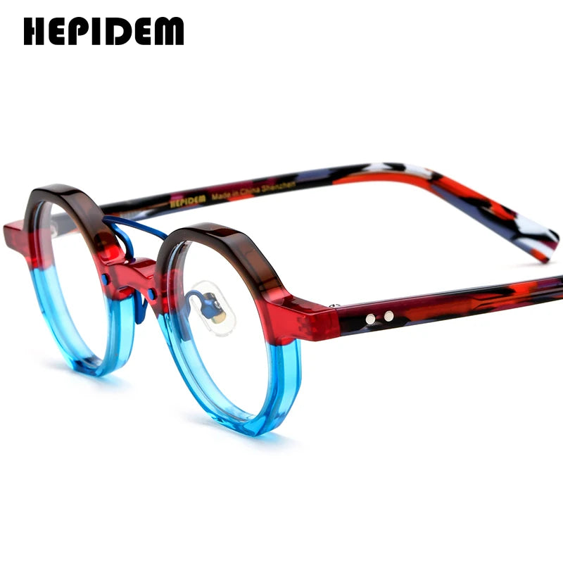 FONEX HEPIDEM Acetate Eyeglasses Frame Men 2025 New Small Round Brand Design Glasses Women Retro Vintage Eyewear Spectacles 9341