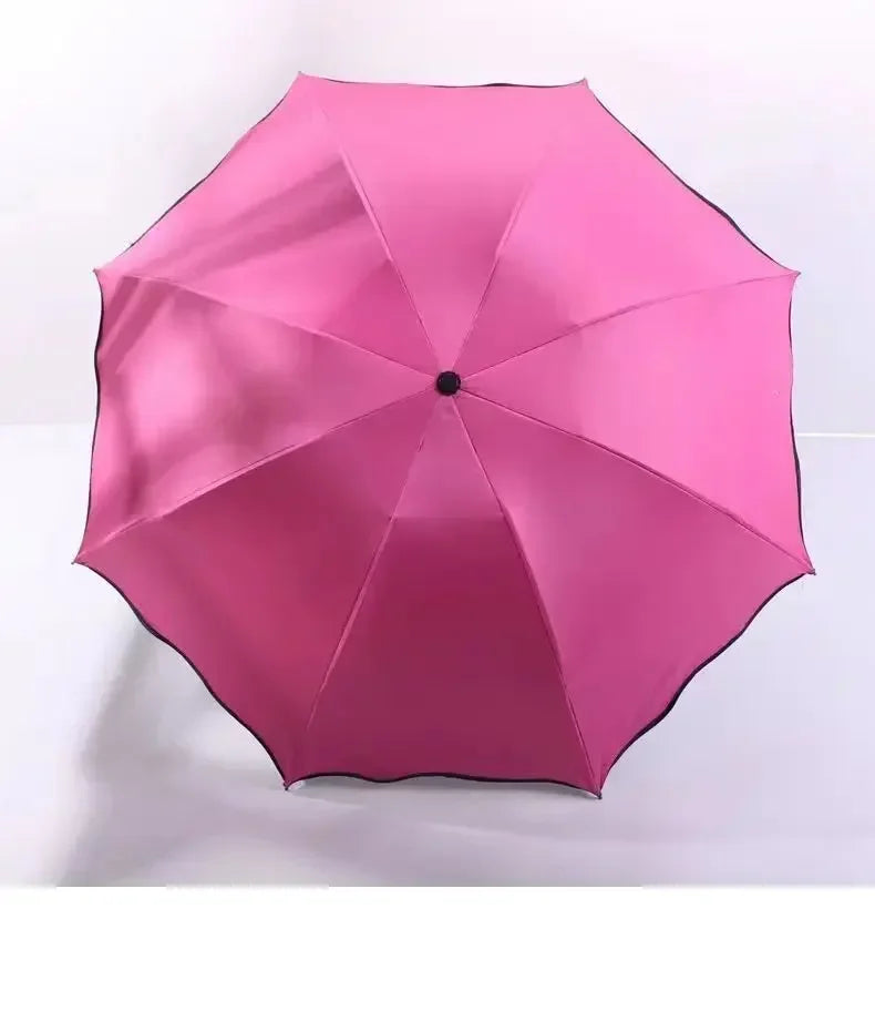 Water Blossom Umbrella Magic Folding Umbrella with Rainwater Pattern Windproof Sunshade Umbrella Outdoor UV Protection Umbrella