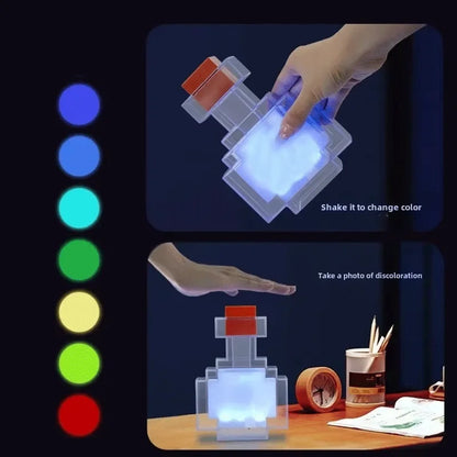 Rechargeable Night Light 7 Color Liquid Medicine Bottle Pixel Wind Peripheral Design Game Toy Bedroom Decoration Lamp Kids Gifts