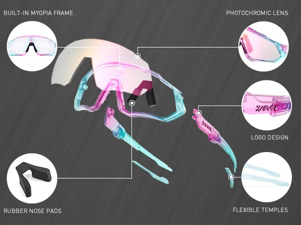 Kapvoe New Outdoor Photochromic Cycling Sunglasses Men Women Road Mountain Bike Bicycle Cycling Glasses Sport Running Eyewear