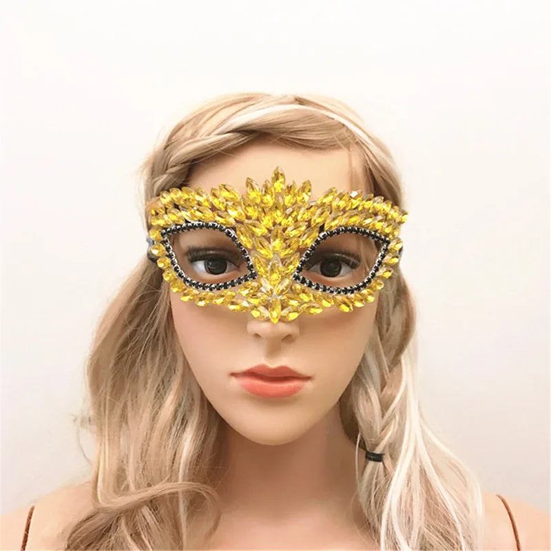 Bridal Masuqerade Masque Rhinestone Eye Mask Masque Cover for Men Women Girls Dance Cosplay Party Shiny Crystal Face Accessories