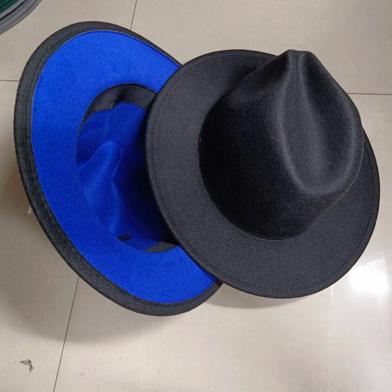 Sombreros Fedora Hat Dual Color Classic Jazz Hat Soft Fedora Hat Classic Men's and Women's Blue Jazz sombreros