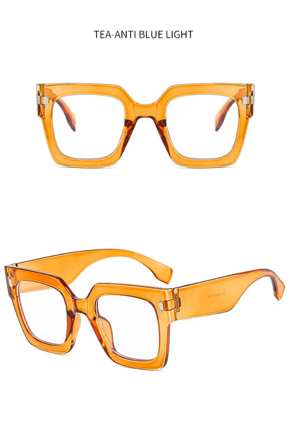 Vintage Big Frame Square Reading Glasses Women Men Fashion Brand Prescription Eyeglasses Transparent Computer Blue Light Glasses