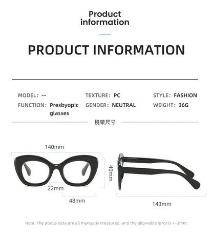 Square Large Frame Reading Eyewear for Women Men Ultra-light Far Sight Eyewear Fashion Prescription Eyeglasses Diopter 0 To +4.0