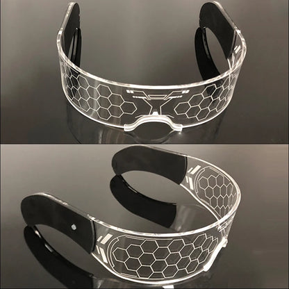 Acrylic LED Luminous Glasses Glow Party Glasses Neon Light Up Visor Eyeglasses DJ Bar Party Eyewear For Halloween Christmas