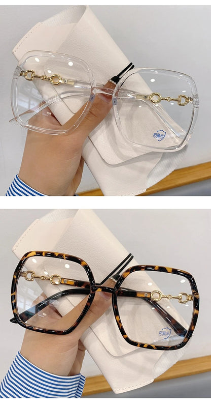 Fashionable Large Frame Myopia Glasses with Anti Blue Light and Anti Radiation High-definition Women's Full Frame Glasses