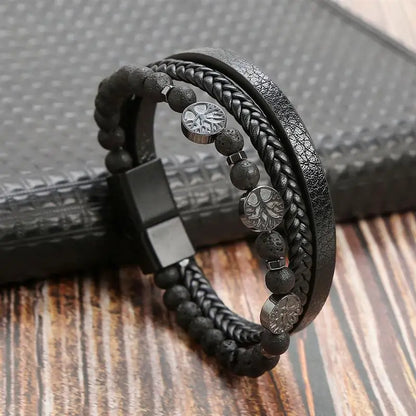 Classic Men's Leather Bracelet New Style Hand-woven Multi-layer Combination Accessory Fashion Man Jewelry