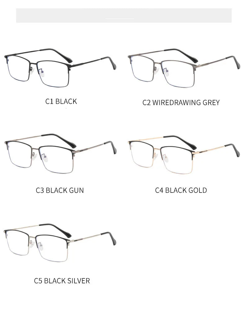 157mm Titanium Alloy Anti Blue Light Square Reading Glasses Men Business Big Presbyopic Glasses Clear Lens Prescription Eyewear