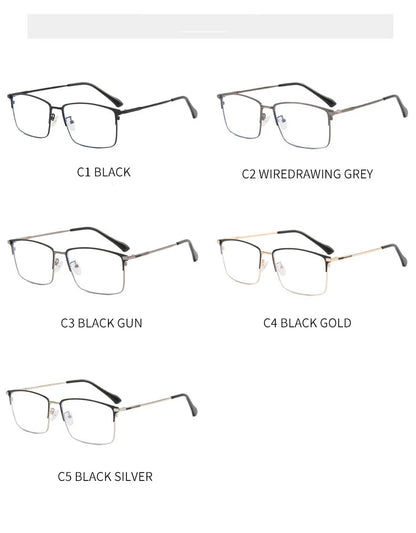 157mm Titanium Alloy Anti Blue Light Square Reading Glasses Men Business Big Presbyopic Glasses Clear Lens Prescription Eyewear