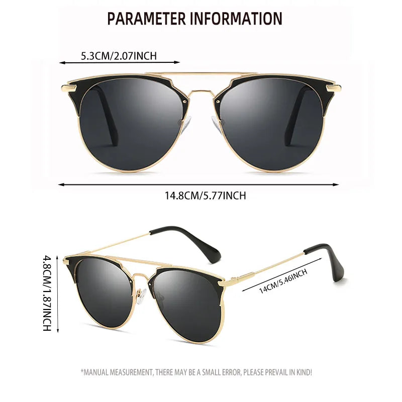 1-pack retro double-beam round frame fashion glasses for ladies and gentlemen, ideal for street style photography