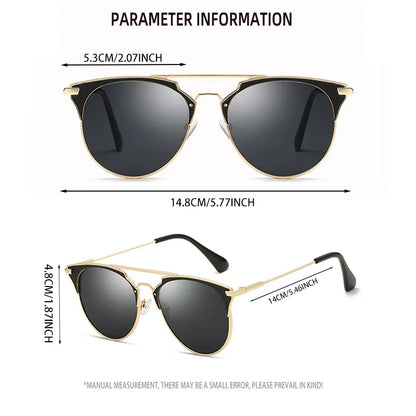 1-pack retro double-beam round frame fashion glasses for ladies and gentlemen, ideal for street style photography