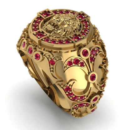 New Basketball Champion Lion Animal Ring Men's Hip Hop Style Stainless Steel Jewelry for Sports Fans