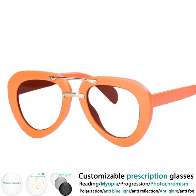 Fashion Pilot Reading Glasses Men Women Popular Resin Optical Presbyopic Spectacles Custom Diopter+50+100+200+300+400 #302454