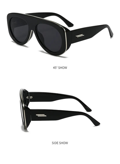 Oversized Oval Pilot Shield Sunglasses Women Big 2025 Luxury Brand Retro Y2K Punk Mirror Sun Glasses For Ladies Shades UV400