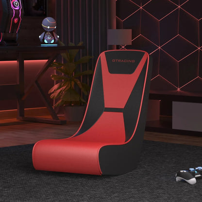 Faux Leather Floor Rocker Video Gaming Chair, Red