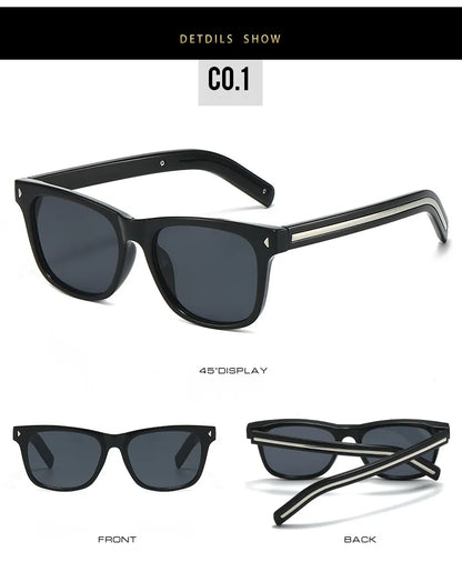 QVQV Fashion Leopard Blue Square Sunglasses Women Men Metal Stripes Brand Design Sun Glasses Men Outdoor Selfie Sunscreen Shades