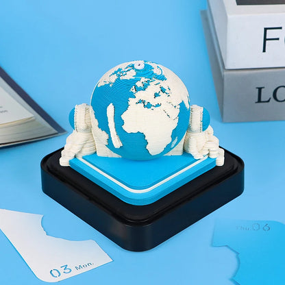 Time Piece Calendar 2026 Desk Calendar With LED Light 3D Tear-away Calendar Paper Carving Art Memo Pad Notepad Gift Christmas
