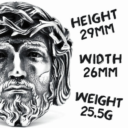 316L Stainless Steel Men Ring Christian Jesus Face Rings Religion Amulet Punk Rock for Male Biker Boyfriend Jewelry Best Gift