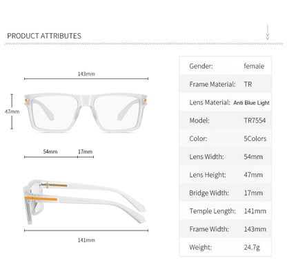 Men Prescription Reading Glasses Optical Lenses Myopia Eyewear Women Blue Light Blocking Goggles TR90 Square Eyeglasses Frame