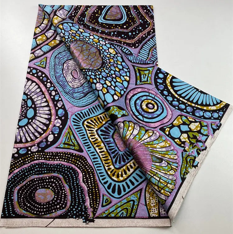 100%Certified Grand Super African Wax Nigerian GlitterGlam Gold Embellished Ankara Wax Printed Fabric Real Original For Sewing