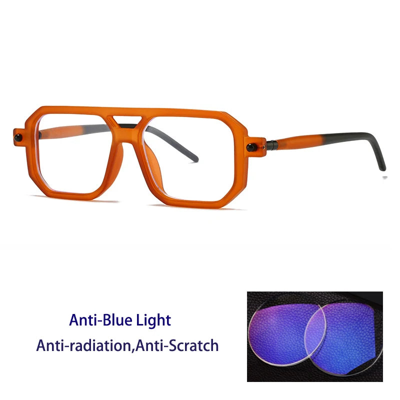 KOCOLIOR Men's Retro Fashion Double Beam Reading Glasses Brand Design Anti Blue Light Photochromic Presbyopia Glasses +0 to +6.0