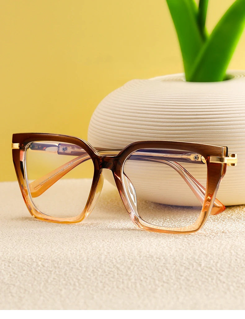 R57522 Women Tr90 Blue Light Blocking Glasses Frame Comfortable Spring Hinge Presbyopia Eyeglasses Customizable Diopters