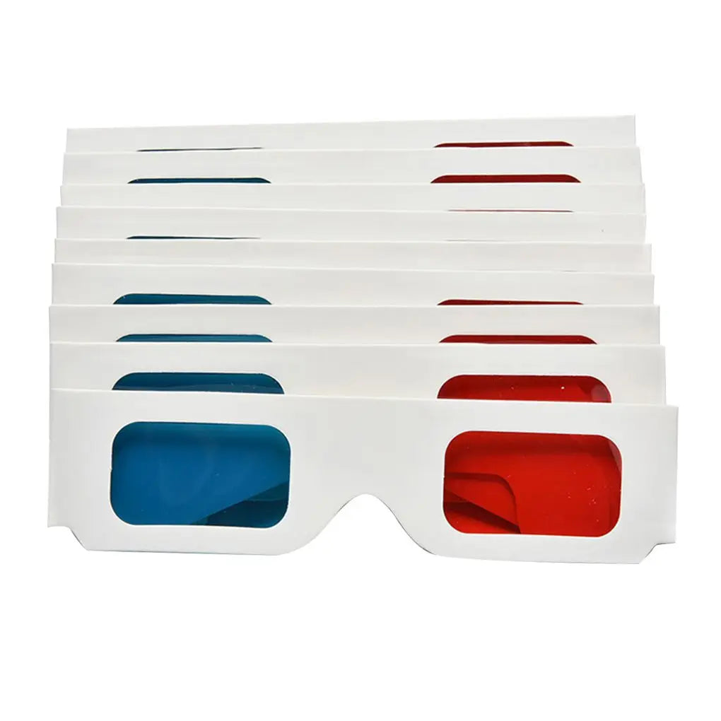 10pcs/set Universal Paper Anaglyph 3D Glasses Red Blue Cardboard Movie Game DVD Video TV 3D Glasses