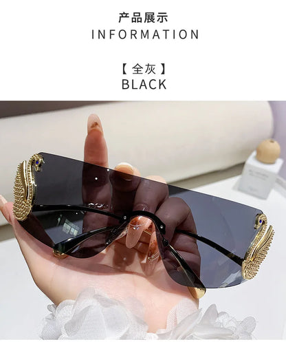 New Fashion Women Oversized Rimless Sunglasses Luxury Brand Swan Shaped Sun Glasses Trendy Large Frame Sun Glasses UV400