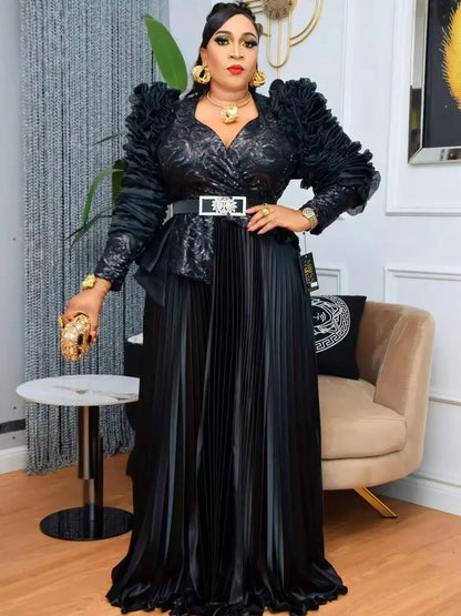 Plus Size African Party Long Dresses for Women 2026 New Dashiki Ankara Sequin Evening Gowns Turkey Outfits Robe Africa Clothing