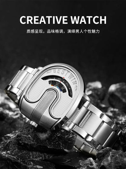 Gold Top Brand Luxury Men Watches Unique Design Stainless Steel Band Golden Dropship relogio masculino High Quality Male