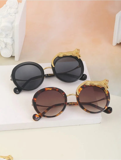 Oversized Round Sunglasses Women Big 2026 Luxury Brand Crystal Leopard-Shaped Sun Glasses for Ladies Anti Blue Light Eyeglasses