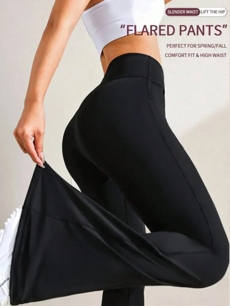 Women's High-Waisted Yoga Flare Pants - Red/White/Black Bootcut Workout Leggings,Plus Size Clothes,Pants & Capris,Jeans（New）