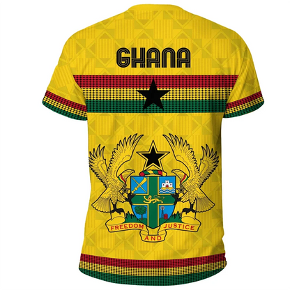 African Ghana T-shirt Fashion 3D Printed Coat Of Arms T Shirts For Men Casual Round Neck Tees Summer Sports Tops Short Sleeves