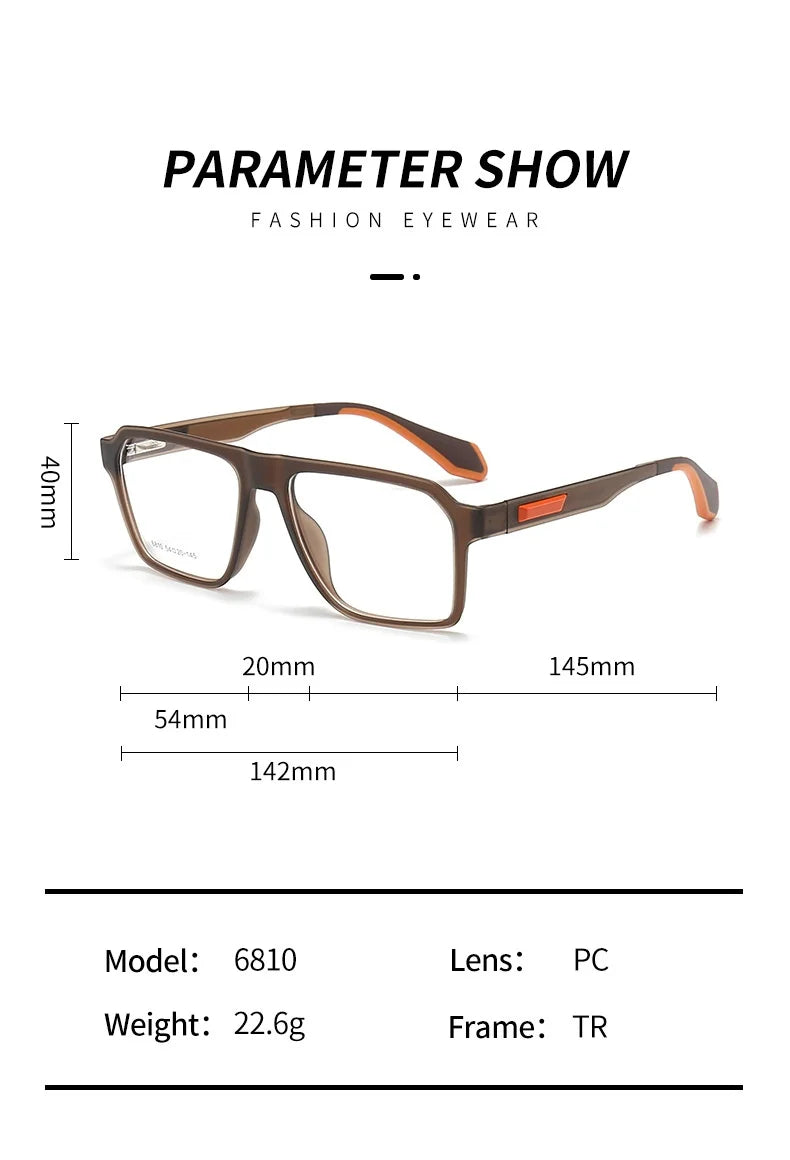 2024 New Sports Glasses Fashion Square Cycling Men's Glasses Frame Ultra-light  Optical Prescription Eyeglass Frame Women 6810